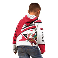 Trinidad and Tobago National Map Kid Hoodie with Scarlet Ibis and Coat of Arms on Red White Star Theme - Wonder Print Shop