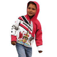 Trinidad and Tobago National Map Kid Hoodie with Scarlet Ibis and Coat of Arms on Red White Star Theme - Wonder Print Shop
