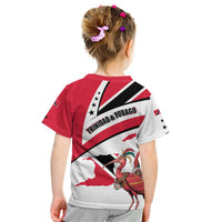 Trinidad and Tobago National Map Kid T Shirt with Scarlet Ibis and Coat of Arms on Red White Star Theme - Wonder Print Shop