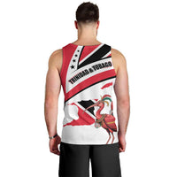 Trinidad and Tobago National Map Men Tank Top with Scarlet Ibis and Coat of Arms on Red White Star Theme - Wonder Print Shop