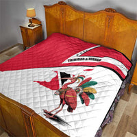 Trinidad and Tobago National Map Quilt with Scarlet Ibis and Coat of Arms on Red White Star Theme - Wonder Print Shop