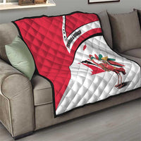 Trinidad and Tobago National Map Quilt with Scarlet Ibis and Coat of Arms on Red White Star Theme - Wonder Print Shop