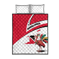 Trinidad and Tobago National Map Quilt Bed Set with Scarlet Ibis and Coat of Arms on Red White Star Theme - Wonder Print Shop