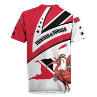 Trinidad and Tobago National Map Rugby Jersey with Scarlet Ibis and Coat of Arms on Red White Star Theme - Wonder Print Shop