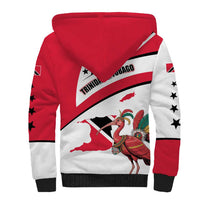 Trinidad and Tobago National Map Sherpa Hoodie with Scarlet Ibis and Coat of Arms on Red White Star Theme - Wonder Print Shop