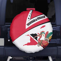 Trinidad and Tobago National Map Spare Tire Cover with Scarlet Ibis and Coat of Arms on Red White Star Theme - Wonder Print Shop