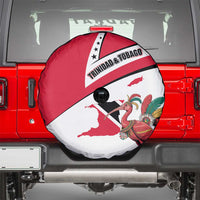 Trinidad and Tobago National Map Spare Tire Cover with Scarlet Ibis and Coat of Arms on Red White Star Theme - Wonder Print Shop