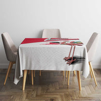 Trinidad and Tobago National Map Tablecloth with Scarlet Ibis and Coat of Arms on Red White Star Theme - Wonder Print Shop