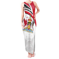 Trinidad and Tobago National Map Tank Maxi Dress with Scarlet Ibis and Coat of Arms on Red White Star Theme - Wonder Print Shop