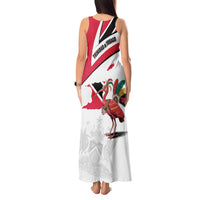 Trinidad and Tobago National Map Tank Maxi Dress with Scarlet Ibis and Coat of Arms on Red White Star Theme - Wonder Print Shop