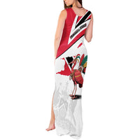 Trinidad and Tobago National Map Tank Maxi Dress with Scarlet Ibis and Coat of Arms on Red White Star Theme - Wonder Print Shop