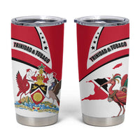 Trinidad and Tobago National Map Tumbler Cup with Scarlet Ibis and Coat of Arms on Red White Star Theme - Wonder Print Shop
