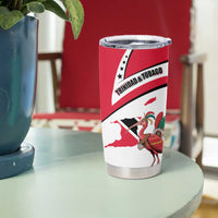 Trinidad and Tobago National Map Tumbler Cup with Scarlet Ibis and Coat of Arms on Red White Star Theme - Wonder Print Shop