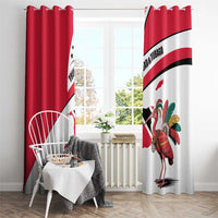 Trinidad and Tobago National Map Window Curtain with Scarlet Ibis and Coat of Arms on Red White Star Theme - Wonder Print Shop