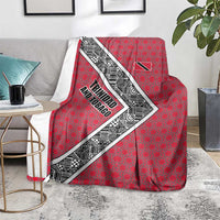 Trinidad and Tobago Flamingos Sunset Blanket with Tribal Masks and Red Star Pattern - Wonder Print Shop