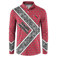 Trinidad and Tobago Flamingos Sunset Button Sweatshirt with Tribal Masks and Red Star Pattern - Wonder Print Shop