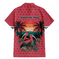 Trinidad and Tobago Flamingos Sunset Family Matching Mermaid Dress and Hawaiian Shirt with Tribal Masks and Red Star Pattern - Wonder Print Shop