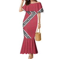 Trinidad and Tobago Flamingos Sunset Family Matching Mermaid Dress and Hawaiian Shirt with Tribal Masks and Red Star Pattern - Wonder Print Shop