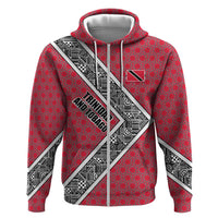 Trinidad and Tobago Flamingos Sunset Hoodie with Tribal Masks and Red Star Pattern - Wonder Print Shop