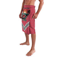 Trinidad and Tobago Flamingos Sunset Lavalava with Tribal Masks and Red Star Pattern - Wonder Print Shop