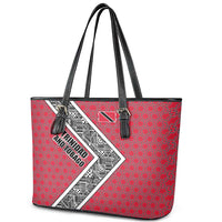 Trinidad and Tobago Flamingos Sunset Leather Tote Bag with Tribal Masks and Red Star Pattern - Wonder Print Shop