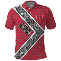 Trinidad and Tobago Flamingos Sunset Polo Shirt with Tribal Masks and Red Star Pattern - Wonder Print Shop
