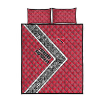 Trinidad and Tobago Flamingos Sunset Quilt Bed Set with Tribal Masks and Red Star Pattern - Wonder Print Shop