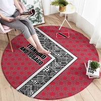 Trinidad and Tobago Flamingos Sunset Round Carpet with Tribal Masks and Red Star Pattern - Wonder Print Shop