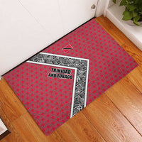 Trinidad and Tobago Flamingos Sunset Rubber Doormat with Tribal Masks and Red Star Pattern - Wonder Print Shop