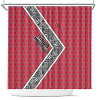 Trinidad and Tobago Flamingos Sunset Shower Curtain with Tribal Masks and Red Star Pattern - Wonder Print Shop