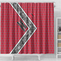 Trinidad and Tobago Flamingos Sunset Shower Curtain with Tribal Masks and Red Star Pattern - Wonder Print Shop