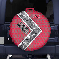 Trinidad and Tobago Flamingos Sunset Spare Tire Cover with Tribal Masks and Red Star Pattern - Wonder Print Shop
