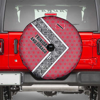 Trinidad and Tobago Flamingos Sunset Spare Tire Cover with Tribal Masks and Red Star Pattern - Wonder Print Shop