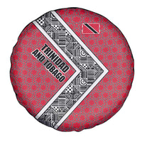 Trinidad and Tobago Flamingos Sunset Spare Tire Cover with Tribal Masks and Red Star Pattern - Wonder Print Shop