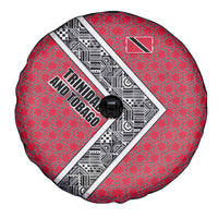 Trinidad and Tobago Flamingos Sunset Spare Tire Cover with Tribal Masks and Red Star Pattern - Wonder Print Shop