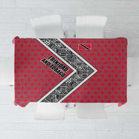 Trinidad and Tobago Flamingos Sunset Tablecloth with Tribal Masks and Red Star Pattern - Wonder Print Shop