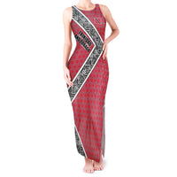 Trinidad and Tobago Flamingos Sunset Tank Maxi Dress with Tribal Masks and Red Star Pattern - Wonder Print Shop