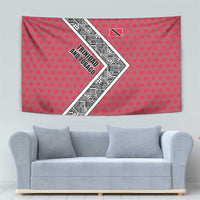 Trinidad and Tobago Flamingos Sunset Tapestry with Tribal Masks and Red Star Pattern - Wonder Print Shop