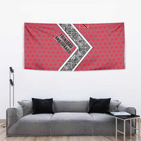 Trinidad and Tobago Flamingos Sunset Tapestry with Tribal Masks and Red Star Pattern - Wonder Print Shop