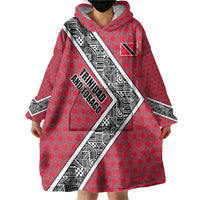 Trinidad and Tobago Flamingos Sunset Wearable Blanket Hoodie with Tribal Masks and Red Star Pattern - Wonder Print Shop