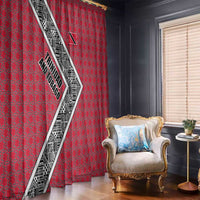 Trinidad and Tobago Flamingos Sunset Window Curtain with Tribal Masks and Red Star Pattern - Wonder Print Shop