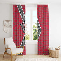 Trinidad and Tobago Flamingos Sunset Window Curtain with Tribal Masks and Red Star Pattern - Wonder Print Shop