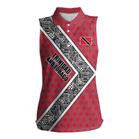 Trinidad and Tobago Flamingos Sunset Women Sleeveless Polo Shirt with Tribal Masks and Red Star Pattern - Wonder Print Shop