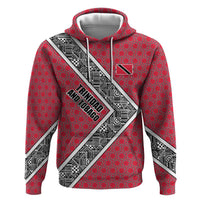 Trinidad and Tobago Flamingos Sunset Zip Hoodie with Tribal Masks and Red Star Pattern - Wonder Print Shop
