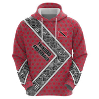 Trinidad and Tobago Flamingos Sunset Zip Hoodie with Tribal Masks and Red Star Pattern - Wonder Print Shop