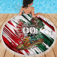 Personalized Mexico Football Ganadores Beach Blanket Aztec Jaguar Cultural Heritage Soccer Art