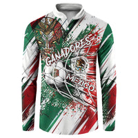 Personalized Mexico Football Ganadores Button Sweatshirt Aztec Jaguar Cultural Heritage Soccer Art