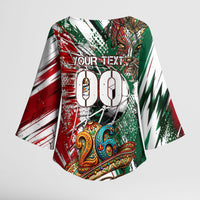 Personalized Mexico Football Ganadores Kimono Sleeve Blouse Aztec Jaguar Cultural Heritage Soccer Art