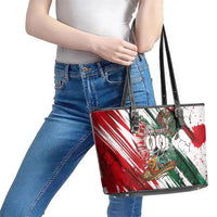 Personalized Mexico Football Ganadores Leather Tote Bag Aztec Jaguar Cultural Heritage Soccer Art