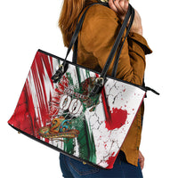 Personalized Mexico Football Ganadores Leather Tote Bag Aztec Jaguar Cultural Heritage Soccer Art